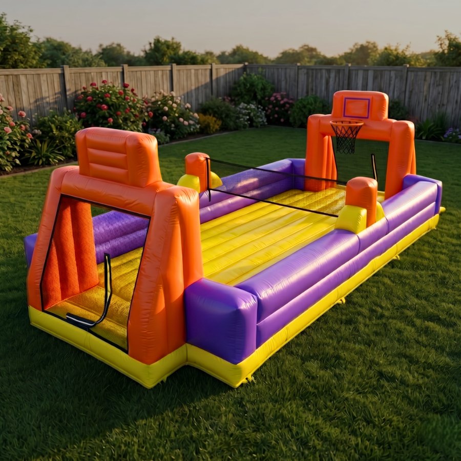Purple soap football field